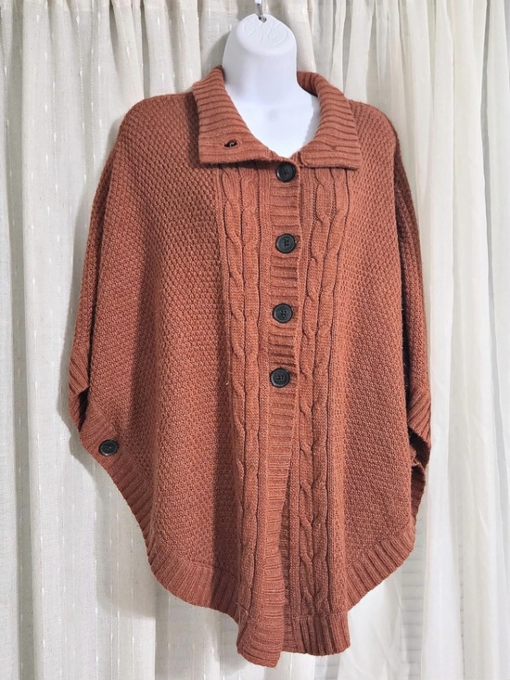 Merona Cable Knit Poncho Cardigan in Rust Orange